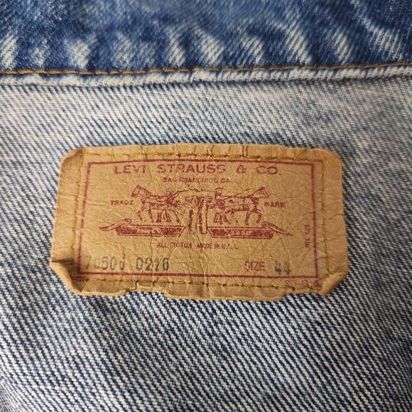 Vintage 80s Levis Denim Trucker Jacket Size 44 Blue USA Made 70506-0216 Type 3 - Picture 6 of 12